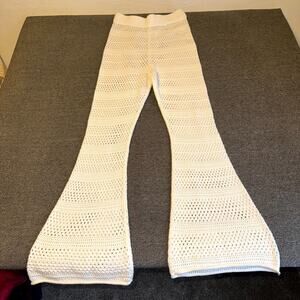 Sincerely Jules Crochet Flare Pants Women’s Large White Knitted Beach Summer